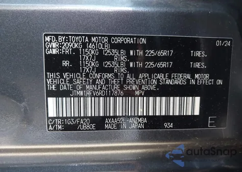 2024 Toyota Rav4 Xle z USA, uszkodzony, nr VIN JTMW1RFV6RD117876